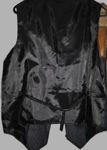 Düğmeli Erkek Siyah Çizgili Yelek - Görsel 3