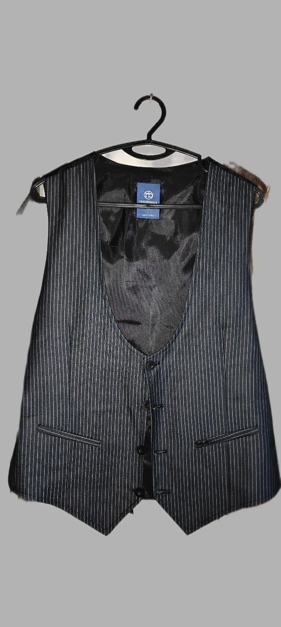 Düğmeli Erkek Siyah Çizgili Yelek - Görsel 2