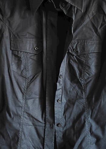 Siyah Kısa Kollu Denim Gömlek - Görsel 3