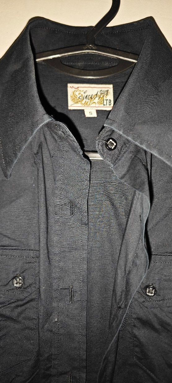 Siyah Kısa Kollu Denim Gömlek - Görsel 2