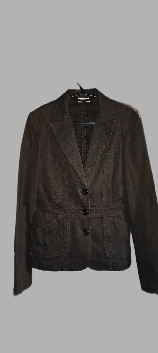 Haki Denim Düğmeli Kadın Blazer Ceket - Görsel 2