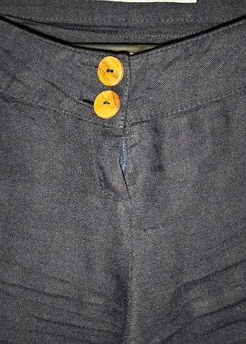 Lacivert Kadın Keten Pantolon - Görsel 6