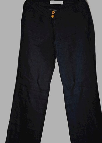 Lacivert Kadın Keten Pantolon - Görsel 3