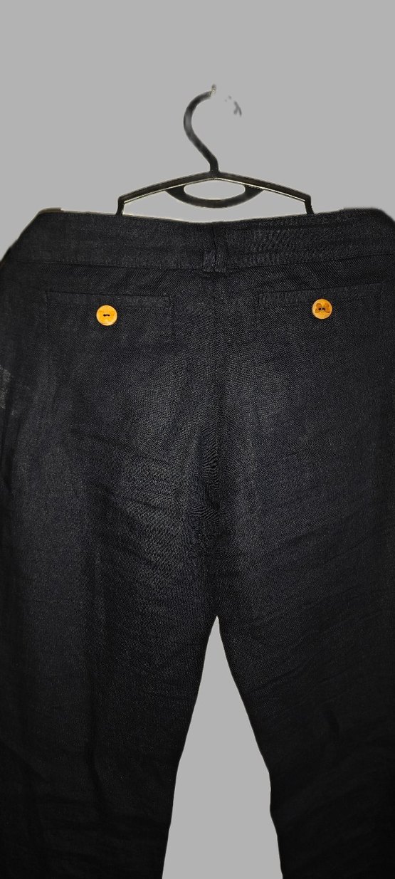 Lacivert Kadın Keten Pantolon - Görsel 4