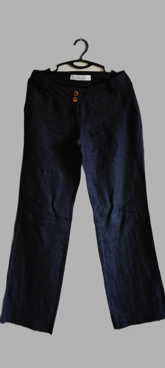 Lacivert Kadın Keten Pantolon - Görsel 2