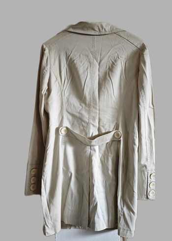 Düğmeli Bej Midi Kadın Trençkot - Görsel 2