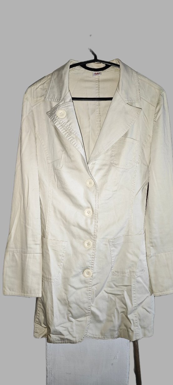 Düğmeli Bej Midi Kadın Trençkot - Görsel 3