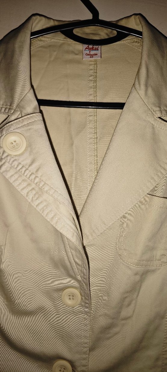 Düğmeli Bej Midi Kadın Trençkot - Görsel 5