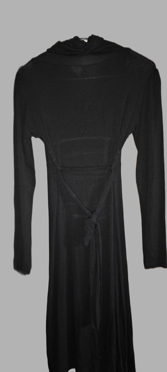 Siyah Uzun Kollu Drapeli Kadın Elbise - Görsel 4