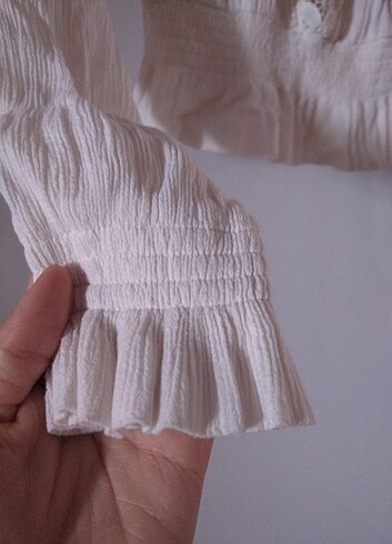 H&M H&M krem rengi crop bluz