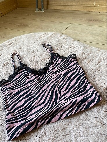 Pembe zebra desenli crop