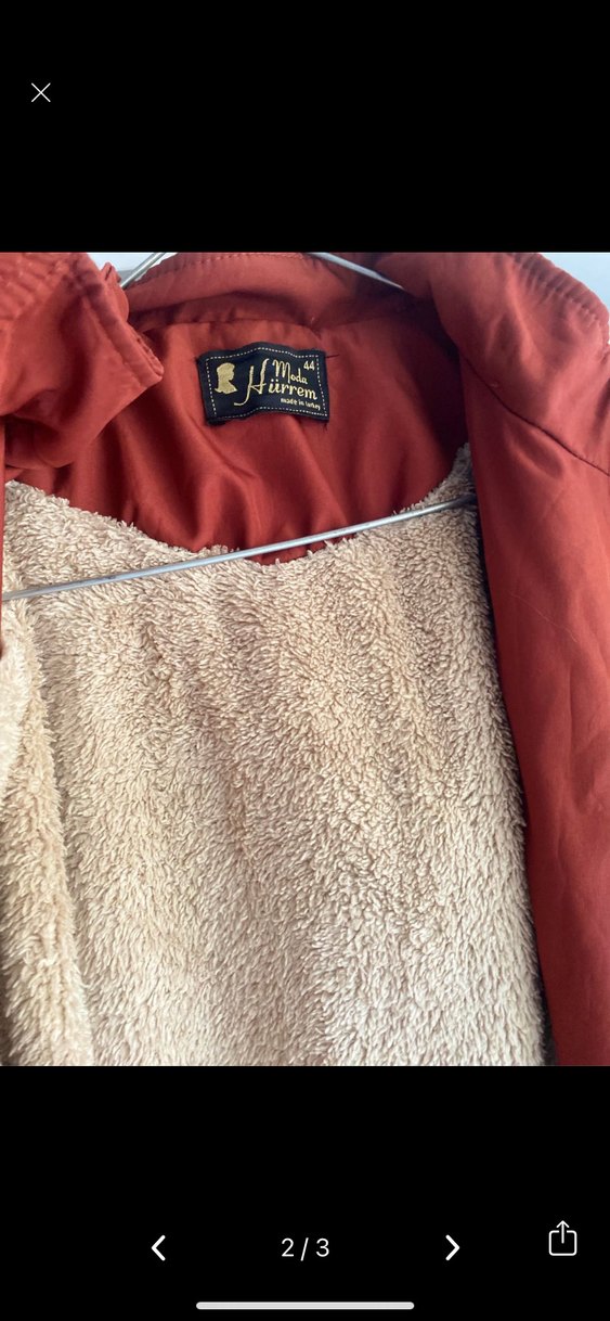 Kiremit Uzun Peluş Detaylı Kadın Mont - Görsel 2