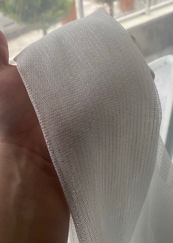 Beyaz Gri Çizgili Modern Tül Perde - Görsel 3