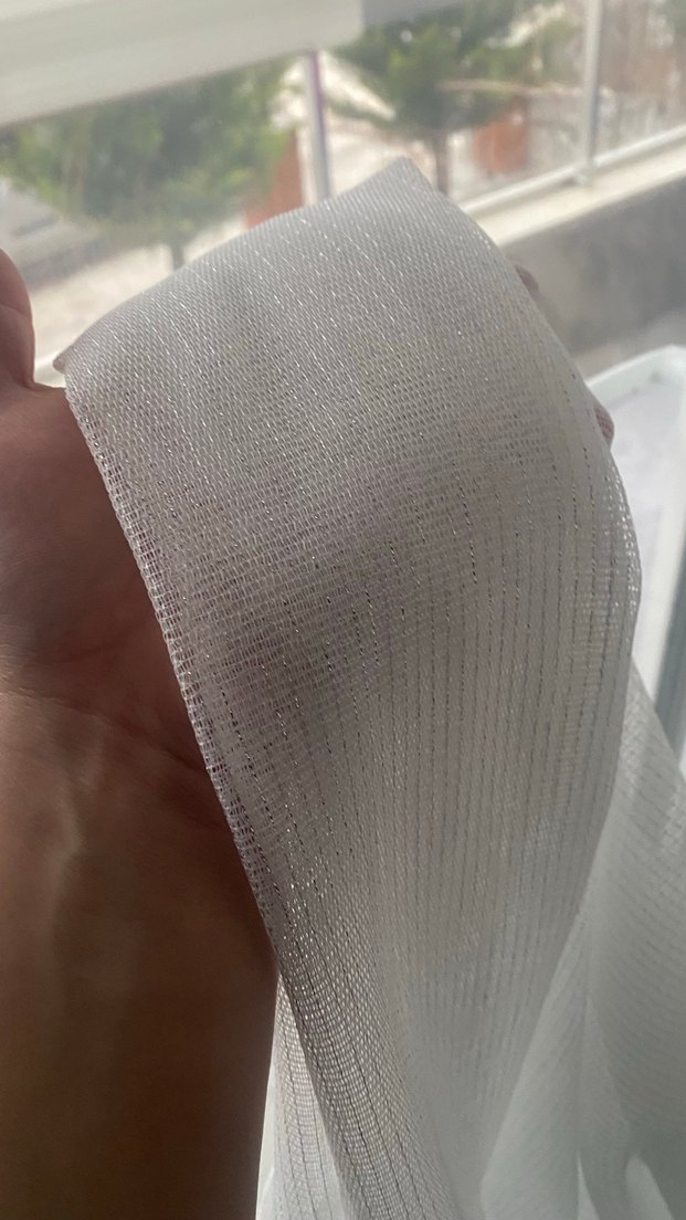 Beyaz Gri Çizgili Modern Tül Perde - Görsel 3