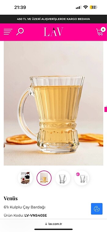  Beden beyaz Renk 6lı kulplu çay bardağı
