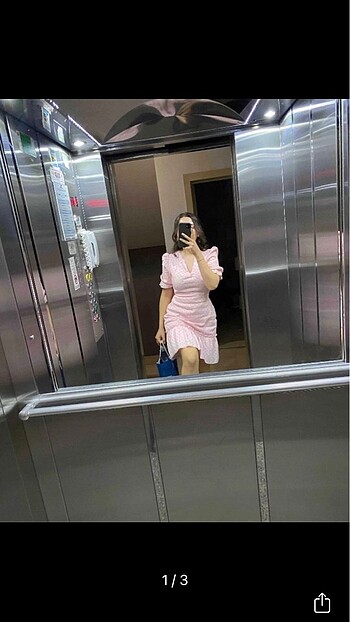 Trendyol & Milla Trendyol marka pembe elbise pudra elbise güpür detaylı günlük ku
