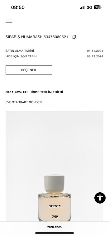  Beden Renk Zara Oriental parfüm
