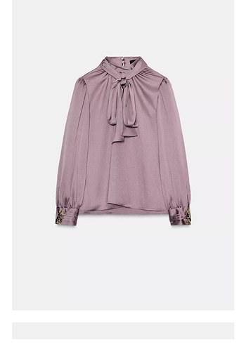 Zara Saten Fiyonklu Gömlek - Görsel 2