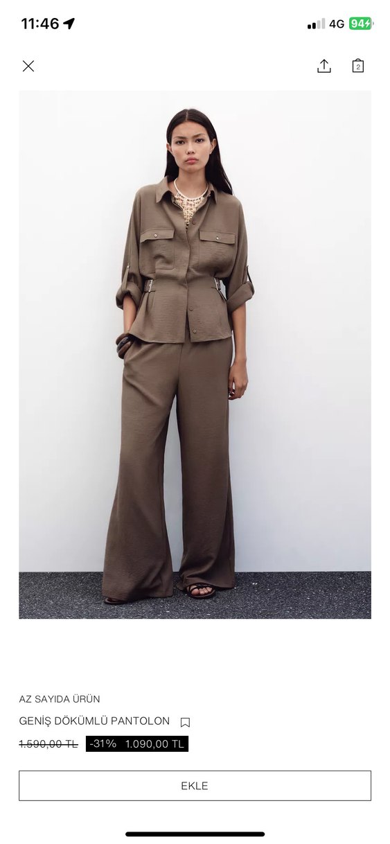 Zara Kemerli Kalın Keten Takım - Görsel 2