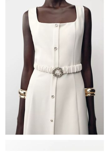 Zara Kemerli Midi Elbise - Görsel 2