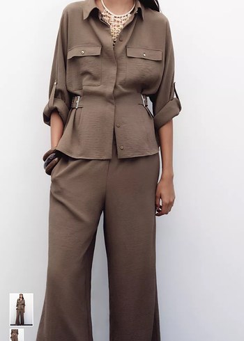 Zara Kemerli Kalın Keten Takım - Görsel 2