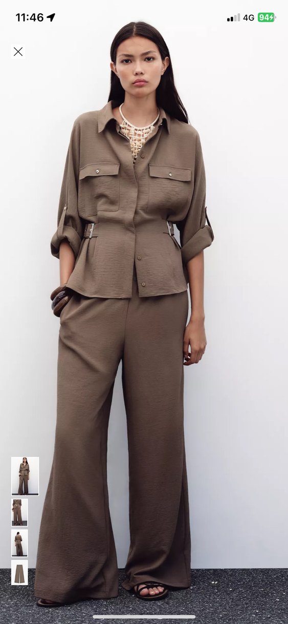 Zara Kemerli Kalın Keten Takım - Görsel 2