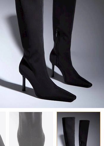 Stradivarius Kumaş Topuklu Çizme Etiketli - Görsel 4