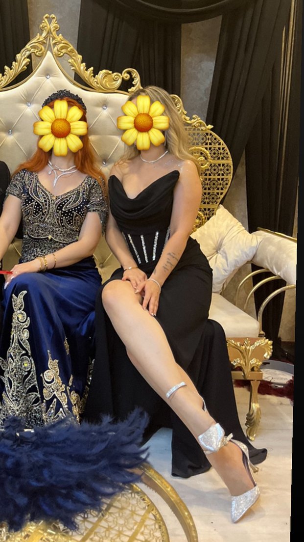 Siyah Straplez Uzun Abiye Elbise - Görsel 2