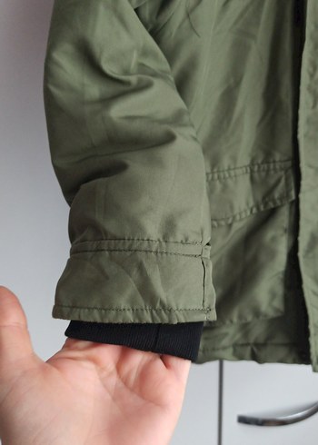 Kapüşonlu Erkek Çocuk Haki Mont - Görsel 2