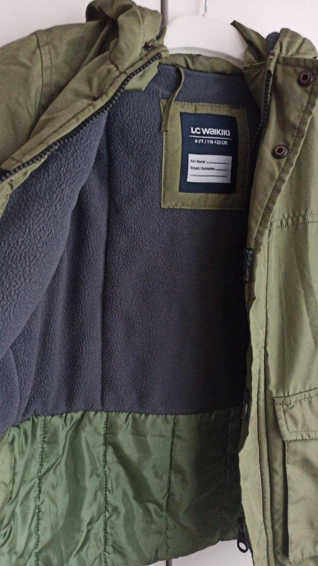 Kapüşonlu Erkek Çocuk Haki Mont - Görsel 5