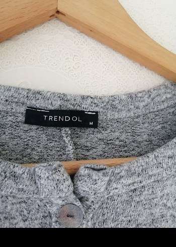 Gri Uzun Kollu Rahat Kesim Elbise ince triko elbise - Görsel 4