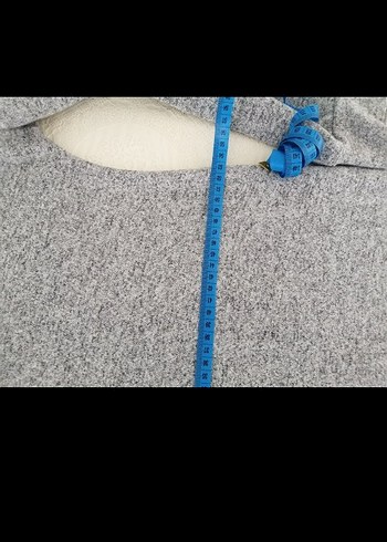 Gri Uzun Kollu Rahat Kesim Elbise ince triko elbise - Görsel 6