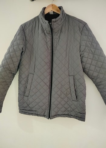 Gri Erkek Kapitone Fermuarlı Mont - Görsel 8