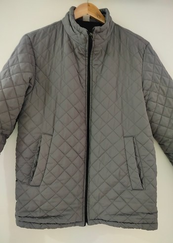 Gri Erkek Kapitone Fermuarlı Mont - Görsel 9