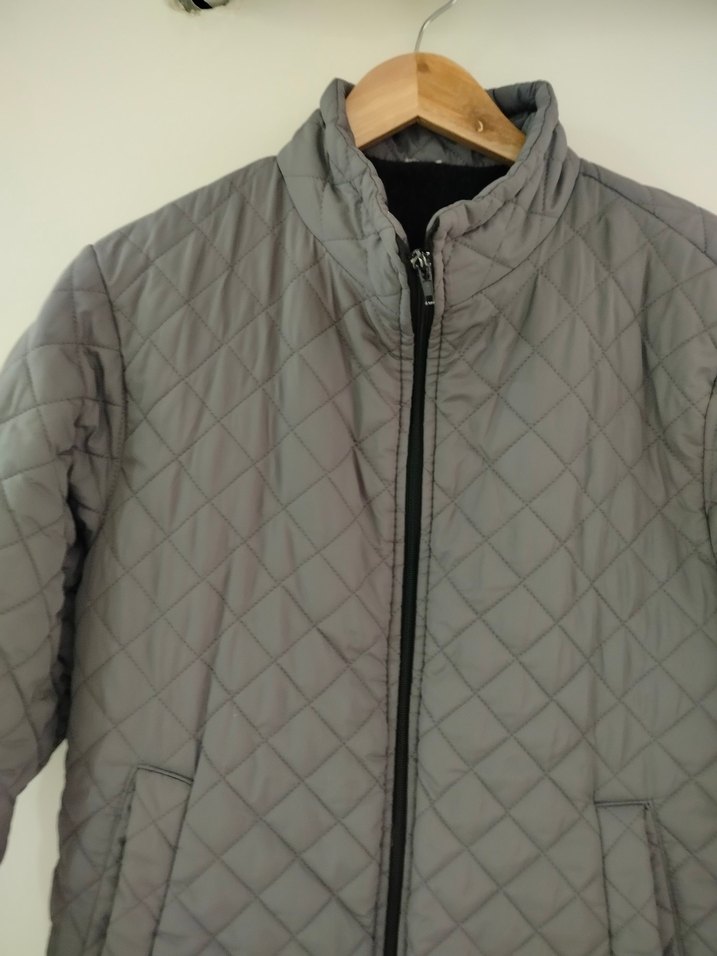 Gri Erkek Kapitone Fermuarlı Mont - Görsel 2