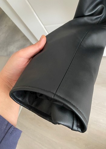 xl Beden Kadın Siyah Deri Biker Ceket - Zara