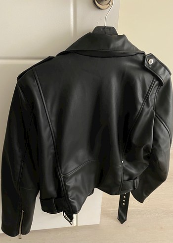 Zara Kadın Siyah Deri Biker Ceket - Zara