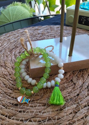 Yeşil Boncuklu Bohem Kadın Bileklik Seti - Görsel 2