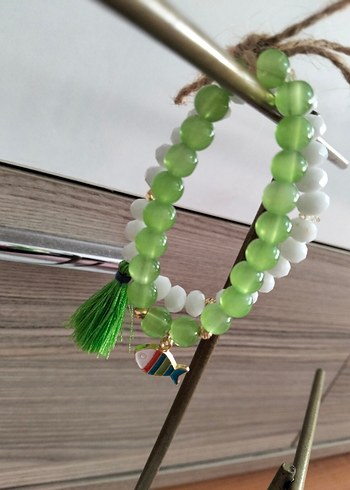 Yeşil Boncuklu Bohem Kadın Bileklik Seti - Görsel 4