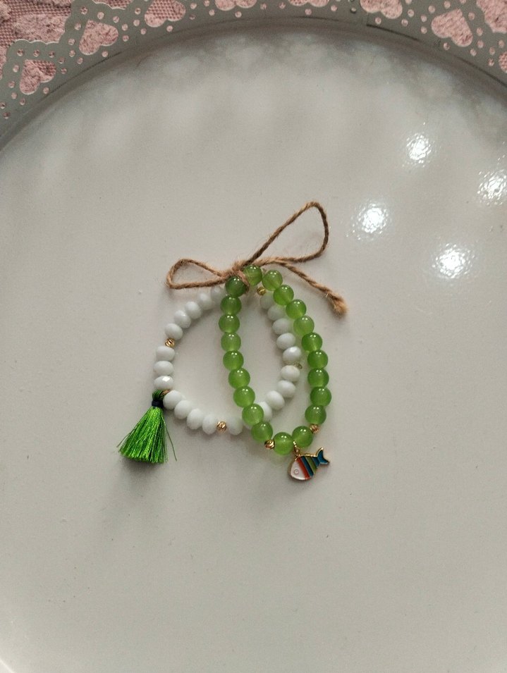 Yeşil Boncuklu Bohem Kadın Bileklik Seti - Görsel 3