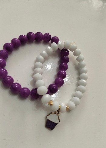 Mor ve Beyaz Boncuklu Kadın Bileklik Seti - Görsel 6