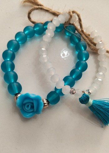 Turkuaz Boncuklu Bohem Kadın Bileklik Seti - Görsel 5