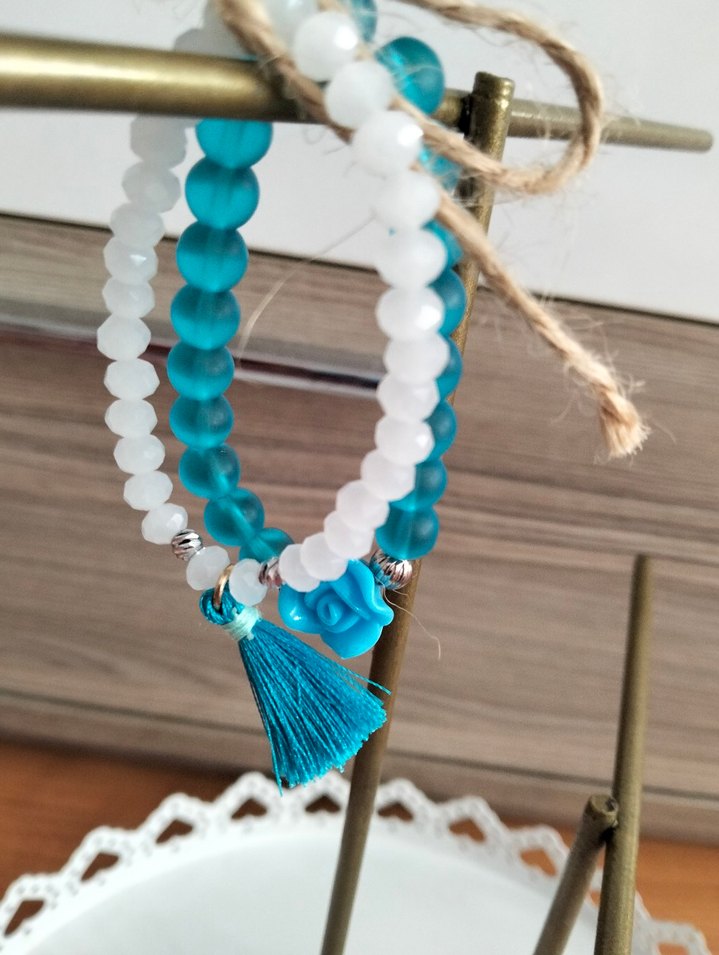 Turkuaz Boncuklu Bohem Kadın Bileklik Seti - Görsel 4