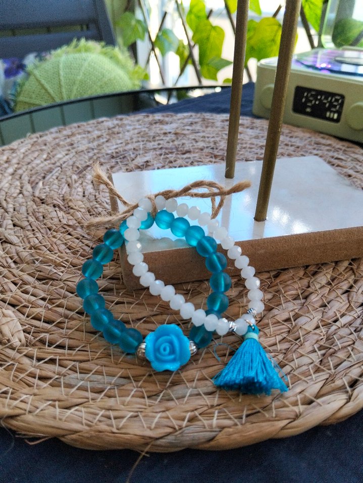 Turkuaz Boncuklu Bohem Kadın Bileklik Seti - Görsel 2