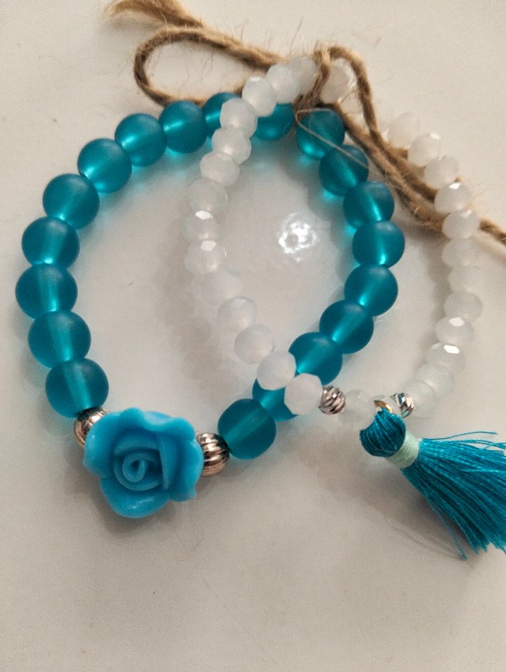 Turkuaz Boncuklu Bohem Kadın Bileklik Seti - Görsel 5
