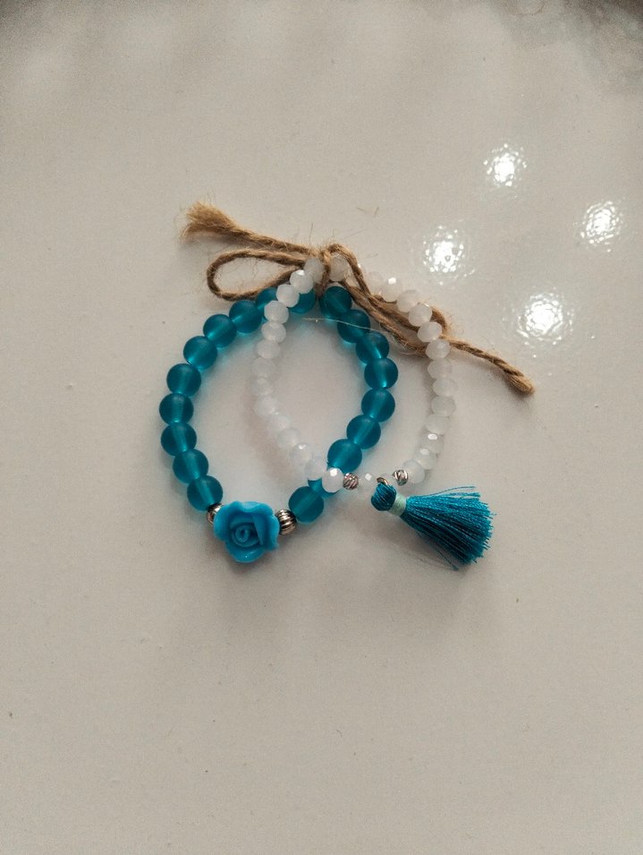 Turkuaz Boncuklu Bohem Kadın Bileklik Seti - Görsel 3