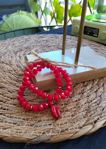 Kırmızı Boncuklu Bohem Kadın Bileklik - Görsel 2
