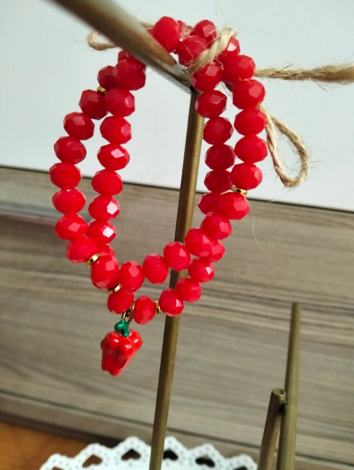 Kırmızı Boncuklu Bohem Kadın Bileklik - Görsel 4