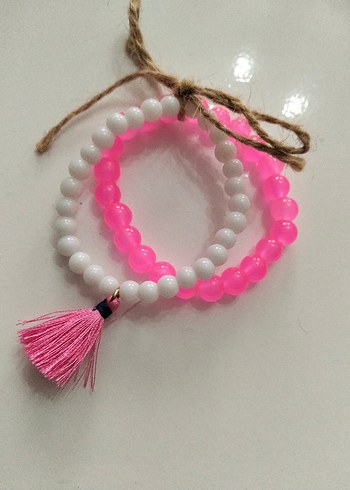 Pembe Boncuklu Bohem Kadın Bileklik - Görsel 4