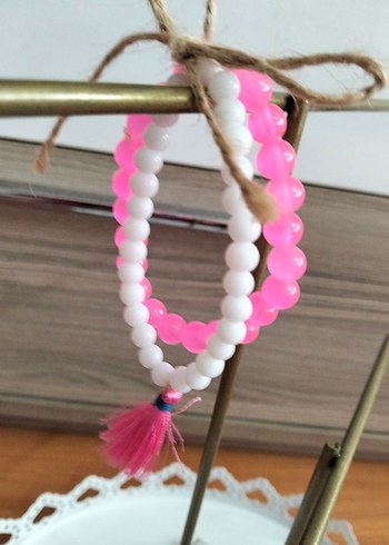 Pembe Boncuklu Bohem Kadın Bileklik - Görsel 5